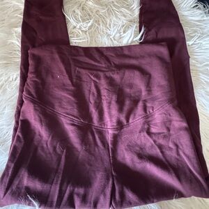 Old Navy Deep Burgundy Fuzzy Maternity Leggings